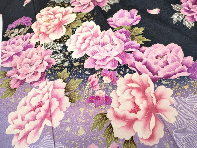 平和屋着物●訪問着　草花文　暈し染め　金糸　金銀彩　銀通し地　正絹　逸品　AABG7802cs