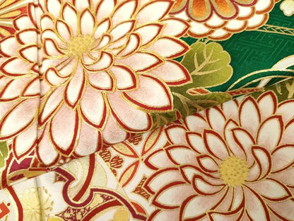 平和屋着物●豪華振袖　駒刺繍　花鼓檜扇吉祥文　金彩　正絹　逸品　AABG6716cs