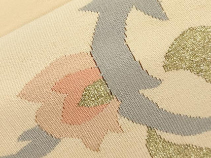 平和屋着物●爪掻き本綴れ　八寸名古屋帯　吉祥花文　金糸　正絹　逸品　CABD4331dy