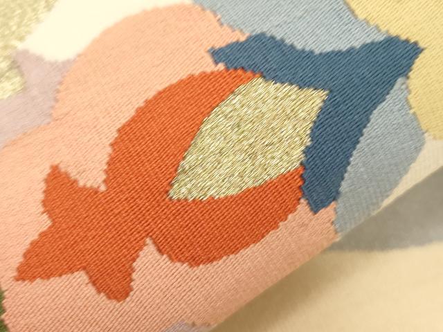 平和屋着物●爪掻き本綴れ　八寸名古屋帯　吉祥花文　金糸　正絹　逸品　CABD4331dy