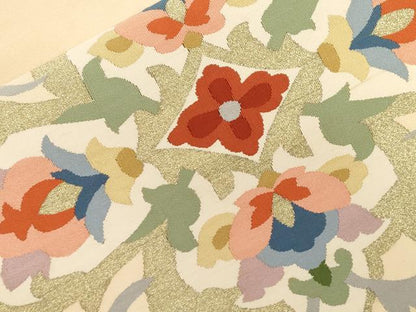 平和屋着物●爪掻き本綴れ　八寸名古屋帯　吉祥花文　金糸　正絹　逸品　CABD4331dy