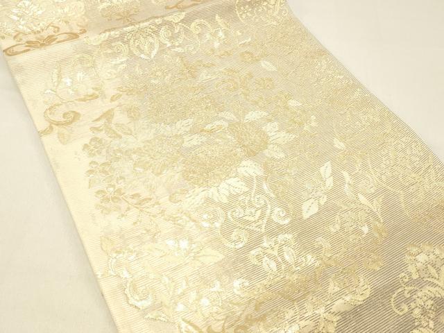 平和屋着物＊夏物 つけ帯 草花文 金糸 正絹 逸品 DABC8570cm