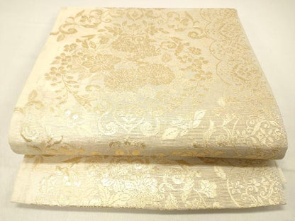 平和屋着物＊夏物 つけ帯 草花文 金糸 正絹 逸品 DABC8570cm