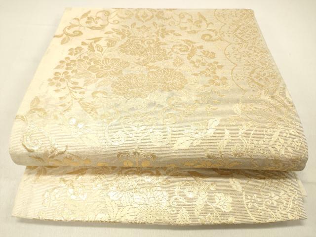 平和屋着物＊夏物 つけ帯 草花文 金糸 正絹 逸品 DABC8570cm