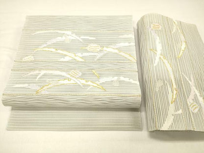 平和屋着物＊夏物 絽綴れ つけ帯 雪芝文 金銀糸 正絹 逸品 DABC8571cm