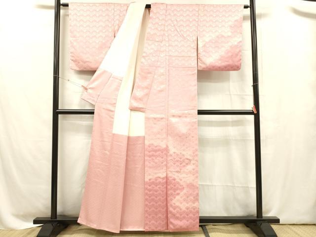 平和屋着物■訪問着 総刺繍 吉祥檜扇花文 暈し染め 正絹 逸品 DABC8613cm