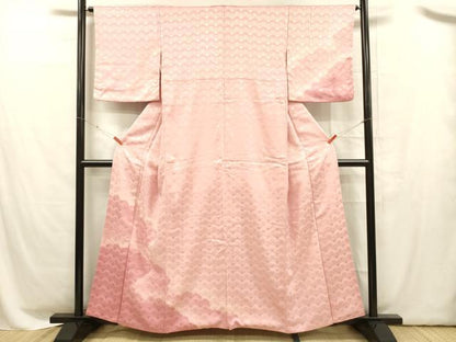 平和屋着物■訪問着 総刺繍 吉祥檜扇花文 暈し染め 正絹 逸品 DABC8613cm