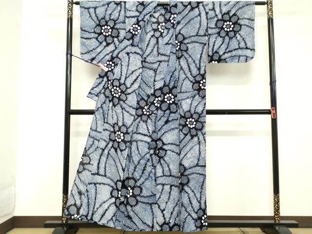 平和屋着物∴夏物 浴衣 有松鳴海絞り 舞花文 綿 逸品 DABD2606cd