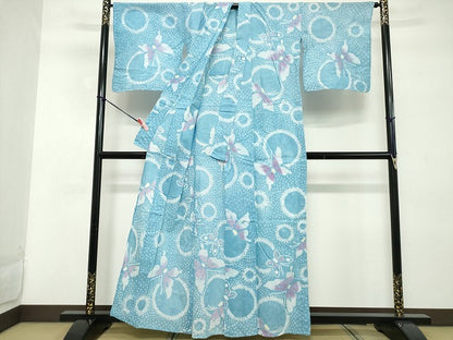 平和屋着物∴夏物 浴衣 有松鳴海絞り 舞蝶文 綿 逸品 DABD2602cd