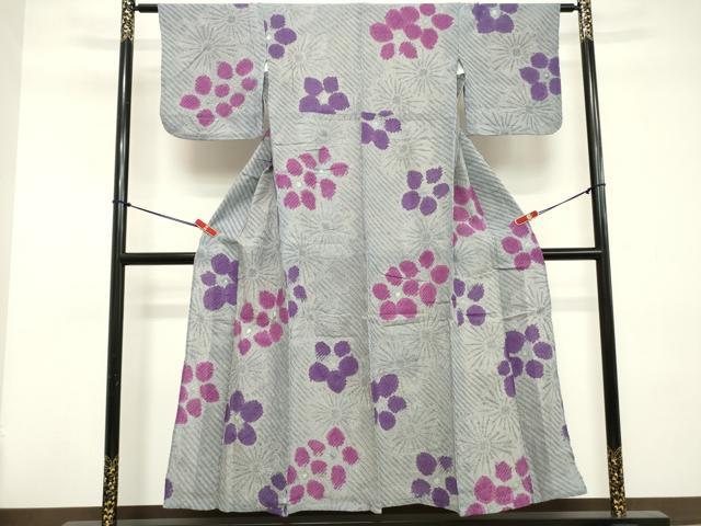 平和屋着物∴夏物 浴衣 有松鳴海絞り 舞花文 綿 逸品 DABD2608cd