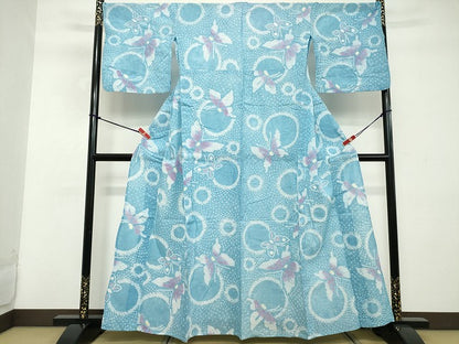 平和屋着物∴夏物 浴衣 有松鳴海絞り 舞蝶文 綿 逸品 DABD2602cd