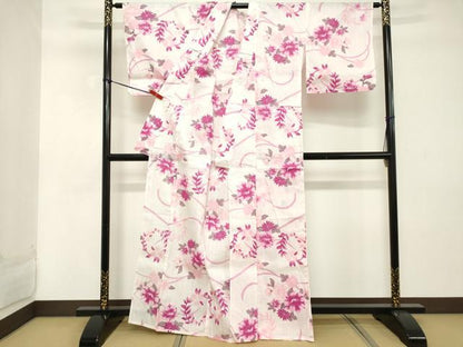 平和屋着物∴夏物 浴衣 枝花文 綿 逸品 DABD2629cd