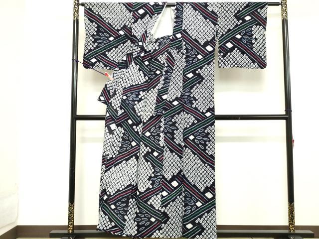 平和屋着物∴夏物 浴衣 有松鳴海絞り 幾何学文様 綿 逸品 DABD2624cd