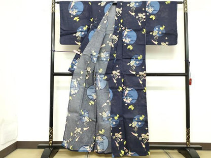 平和屋着物∴夏物 浴衣 綿紅梅 花蝶丸文 綿 逸品 DABD2626cd