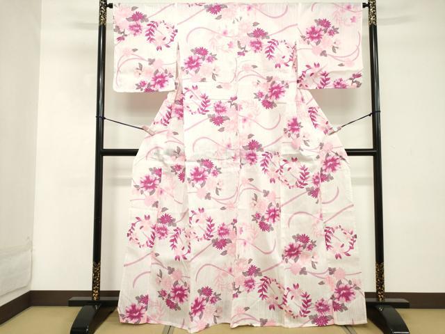 平和屋着物∴夏物 浴衣 枝花文 綿 逸品 DABD2629cd