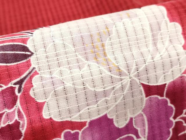 平和屋着物∴夏物 浴衣 花蝶文 金彩 綿紅梅 逸品 DABD2622cd
