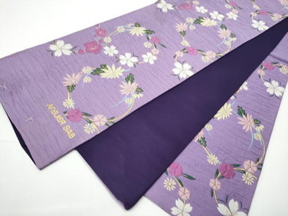 平和屋着物●六通柄袋帯　唐織　ふくれ織　花丸文　ATELIER　SAB　金糸　正絹　逸品　CABE0232hy