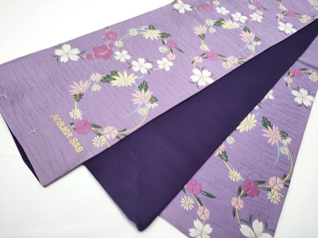 平和屋着物●六通柄袋帯　唐織　ふくれ織　花丸文　ATELIER　SAB　金糸　正絹　逸品　CABE0232hy