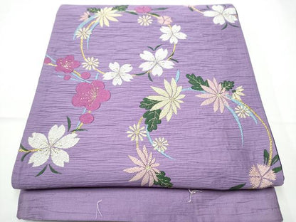 平和屋着物●六通柄袋帯　唐織　ふくれ織　花丸文　ATELIER　SAB　金糸　正絹　逸品　CABE0232hy