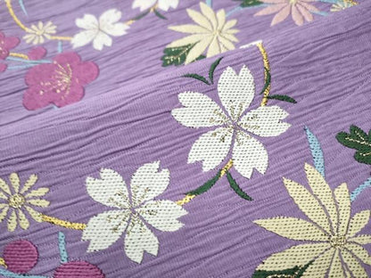 平和屋着物●六通柄袋帯　唐織　ふくれ織　花丸文　ATELIER　SAB　金糸　正絹　逸品　CABE0232hy