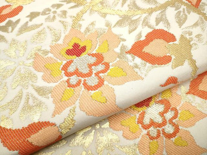平和屋着物●西陣　川島織物　九寸開き名古屋帯　更紗花文　金糸　正絹　逸品　CABE0261hy