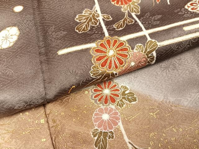 平和屋着物●訪問着　駒刺繍　花蝶文　暈し染め　金彩　正絹　逸品　AABG7341ph