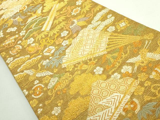 平和屋着物●極上　創業280年　誉田屋源兵衛　六通柄袋帯　スリーシーズン帯　唐織　宝尽くし飛鶴文　金銀糸　鈴乃屋扱い 逸品 DZAB5554kh6
