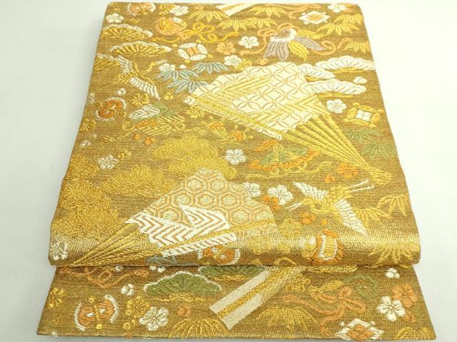 平和屋着物●極上　創業280年　誉田屋源兵衛　六通柄袋帯　スリーシーズン帯　唐織　宝尽くし飛鶴文　金銀糸　鈴乃屋扱い 逸品 DZAB5554kh6
