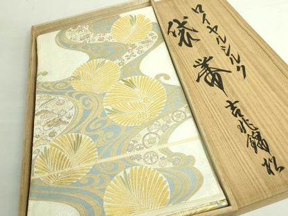 平和屋本店●極上　西陣　川島織物　六通柄　本袋帯　吉兆錦松　本金　共箱付き　逸品　DZAB5584kh6