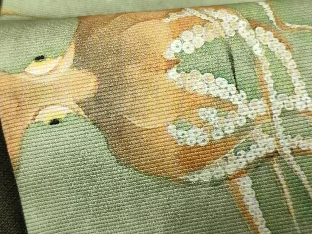 平和屋着物●極上　男性　角帯　伊藤若沖　群魚図　蛸　希少柄　やまと誂製　逸品　DZAB5576kh6