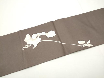 平和屋着物●塩瀬　九寸名古屋帯　駒刺繍　枝花文　金彩　正絹　逸品　CABE0280hy