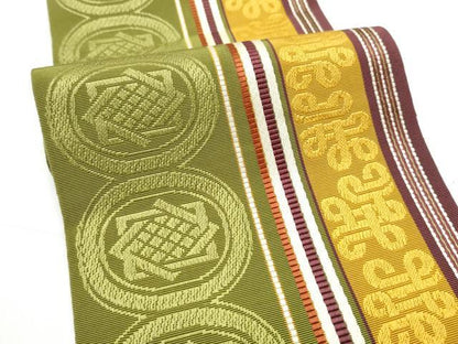 平和屋着物●本場筑前博多織　半幅帯　幾何学文様　正絹　逸品　CABE0314hy