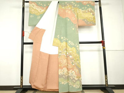 平和屋着物●京友禅の第一人者　松井青々　訪問着　辻が花　駒刺繍　金彩　正絹　逸品　AABG7897cs