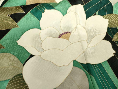 平和屋着物●豪華振袖　草花文　金彩　ロング丈　正絹　逸品　AABG7886cs