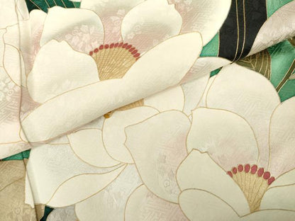 平和屋着物●豪華振袖　草花文　金彩　ロング丈　正絹　逸品　AABG7886cs