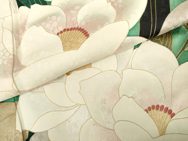 平和屋着物●豪華振袖　草花文　金彩　ロング丈　正絹　逸品　AABG7886cs