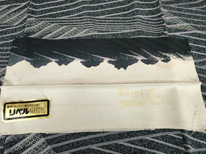 平和屋着物●中村玉緒　小紋　立波文　丹後ちりめん　反端付き　正絹　逸品　AABG7881cs