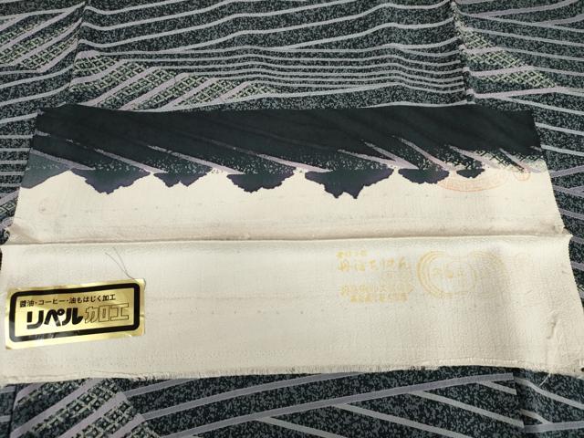平和屋着物●中村玉緒　小紋　立波文　丹後ちりめん　反端付き　正絹　逸品　AABG7881cs