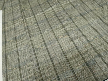 平和屋着物●伝統工芸士　七代目　吉澤与市　ぜんまい紬　縞　証紙付き　正絹　逸品　AABG7888cs