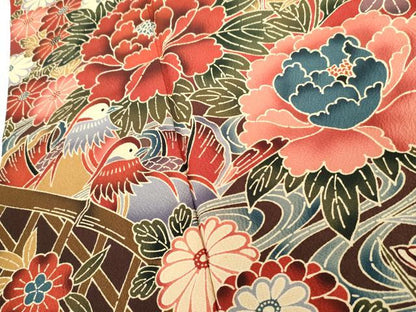 平和屋着物●豪華振袖　紅型　流水鴛鴦風景文　さが美扱い　正絹　逸品　AABG7898cs