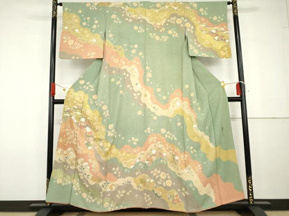 平和屋着物●京友禅の第一人者　松井青々　訪問着　辻が花　駒刺繍　金彩　正絹　逸品　AABG7897cs