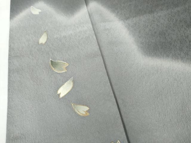 平和屋着物●訪問着　駒刺繍　舞桜文　暈し染め　金彩　正絹　逸品　AABG7835cs