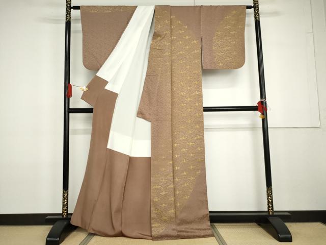 平和屋着物●訪問着　流水飛鶴文　金彩　正絹　逸品　AABG7833cs
