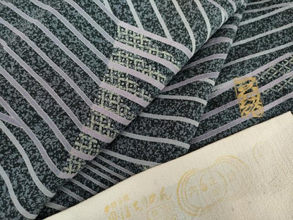 平和屋着物●中村玉緒　小紋　立波文　丹後ちりめん　反端付き　正絹　逸品　AABG7881cs