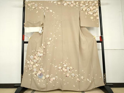 平和屋着物●中村勘九郎　訪問着　糸巻花文　上代58万　反端付き　正絹　逸品　AABG7890cs