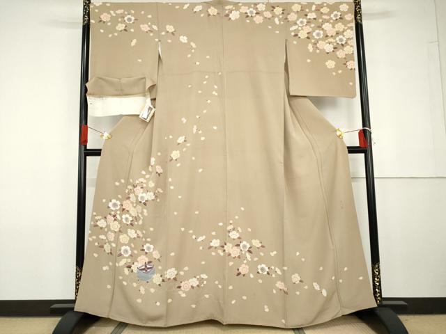 平和屋着物●中村勘九郎　訪問着　糸巻花文　上代58万　反端付き　正絹　逸品　AABG7890cs
