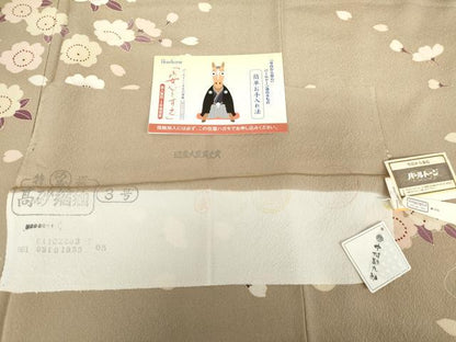平和屋着物●中村勘九郎　訪問着　糸巻花文　上代58万　反端付き　正絹　逸品　AABG7890cs