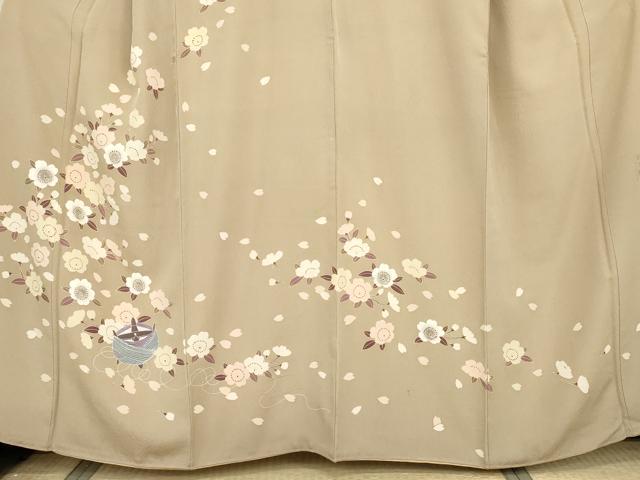 平和屋着物●中村勘九郎　訪問着　糸巻花文　上代58万　反端付き　正絹　逸品　AABG7890cs