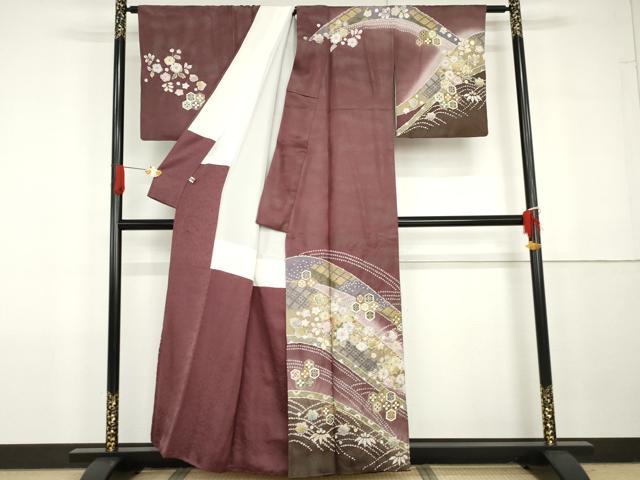 平和屋着物●越後十日町の一流染匠　桐屋・翠山工房　徳永憲峯　訪問着　辻が花　絞り　暈し染め　金彩　銀通し地　正絹　逸品　AABG7887cs