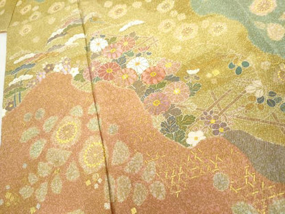 平和屋着物●京友禅の第一人者　松井青々　訪問着　辻が花　駒刺繍　金彩　正絹　逸品　AABG7897cs